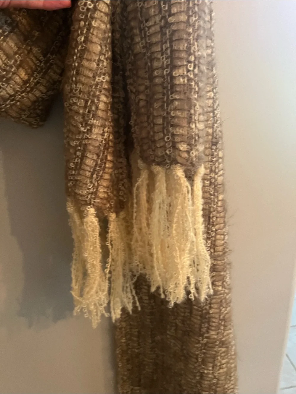 Ireland wool Neutral Textured Brown Scarf